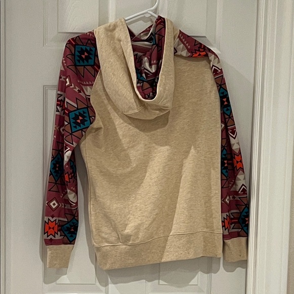 NEW Hooey Beige and Multicolor Patterned Hoodie - Picture 5 of 10